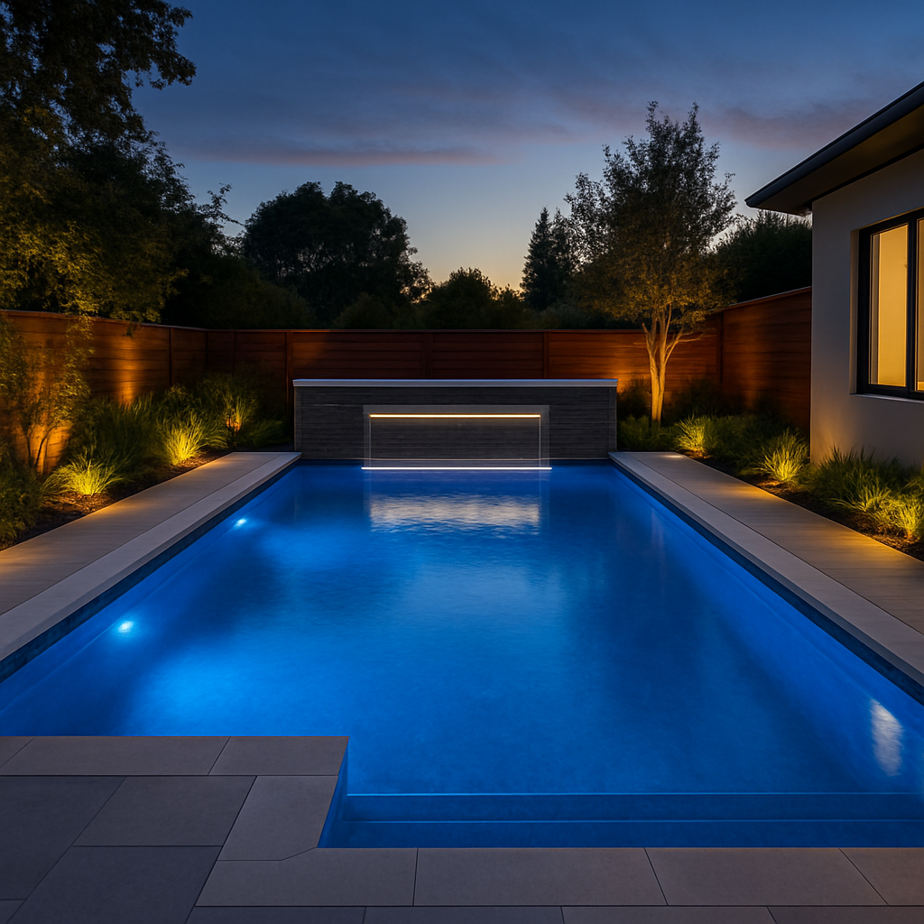 Beautifully remodeled swimming pool with new tile, coping and resurfaced plaster